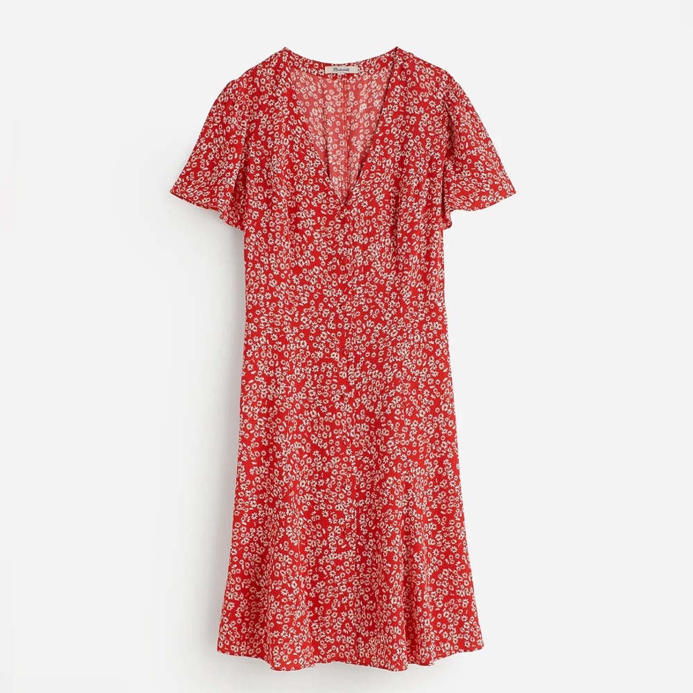 Madewell Flutter-Sleeve Mini Dress in Floral size 2
